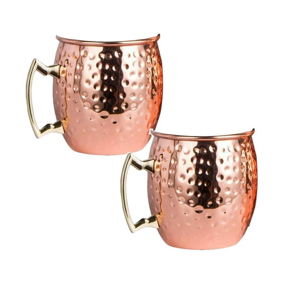 2Pack Mule Cup 304 Stainless Steel With Brass Plating Finish Smooth Body Glass Elegant Drinking Mug Glass&Bottle Home Decor