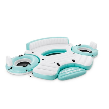 Open Box Laguna Splash Island Floating Water Raft w/ 2 Detachable Lounge Tubes