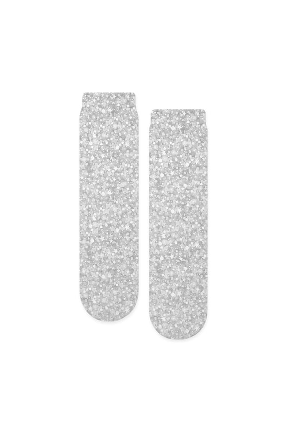 - Silver Gray Glitter Sparkles - Unisex Novelty Printed Crew Adult Socks