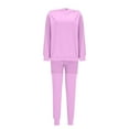 thumbnail image 6 of Women's Plus Size 2 Piece Outfits Long Sleeve Button Loose Off Shoulder Top and Pleated Slim Fit Joggers Pant Sets (3XL, Pink), 6 of 7