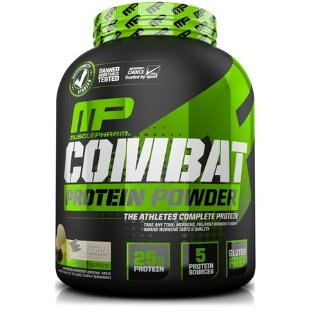 MusclePharm Combat Protein Powder, Vanilla, 24g Protein, 4 (Bodybuilding Com Best Protein)