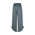 thumbnail image 7 of Wdfiry Womens Pants Wide Leg Ruffle Loose Pants Elastic High Waist Long Pants, 7 of 7