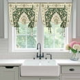 thumbnail image 5 of Vintage Ethnic Floral Tie Up Curtain 45 Inches Long, Green Classical Bohemian Style Balloon Style Kitchen Window Curtain Over Sink, Small Window Rod Pocket Curtain 34"x45", 5 of 9