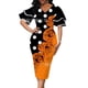 thumbnail image 1 of 2022 Summer Elegant Fashion Oversized Vintage Print V-neck Double Layer Flare Sleeve Pencil Dress Women Party Bodycon Dresses4XL Gao Jinjia LED, 1 of 2
