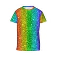 thumbnail image 4 of Wukai Glitter Rainbow Youth Unisex Short Sleeve T-Shirt for Boys, Girls, Teens, and Kids-Medium, 4 of 7