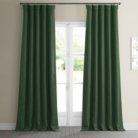 Key Green Faux Linen Room Darkening Curtain (1 Panel), Key Green, 50W X 96L