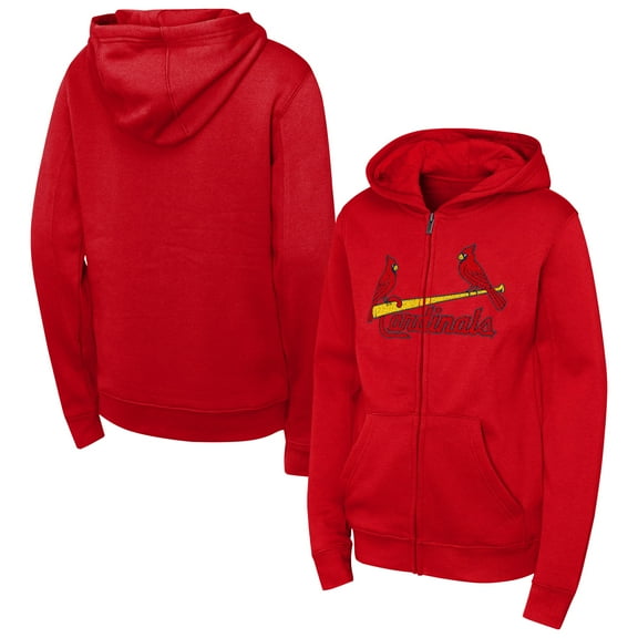 Youth Outerstuff  Red St. Louis Cardinals Wordmark Fleece Full-Zip Hoodie
