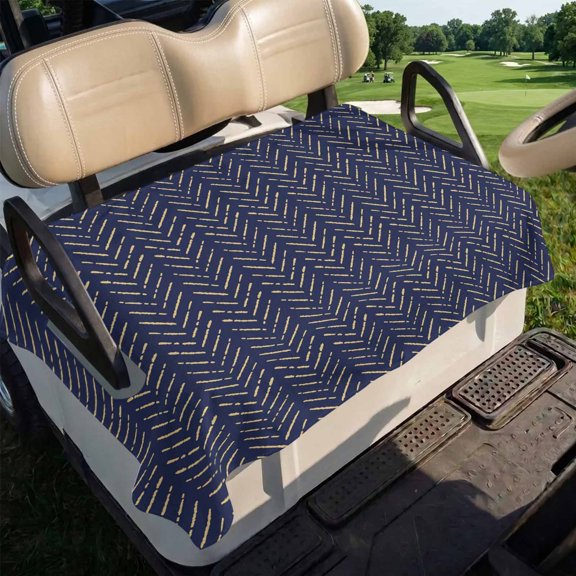 Blue Yellow Geometric Golf Cart Seat Covers, Modern Abstract Art Striped Golf Cart Seat Towel Cover for 2/4 Seater Bench Seats, Breathable Washable Dust & Sun Protection Seats Blanket 51''x31''
