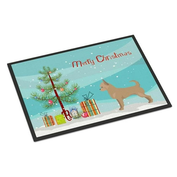 18 x 27 in. Tan Chorkie Christmas Tree Indoor or Outdoor Mat