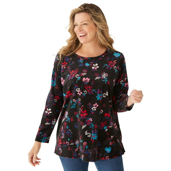 Woman Within Plus Size Plush Velour Tunic Sweatshirt