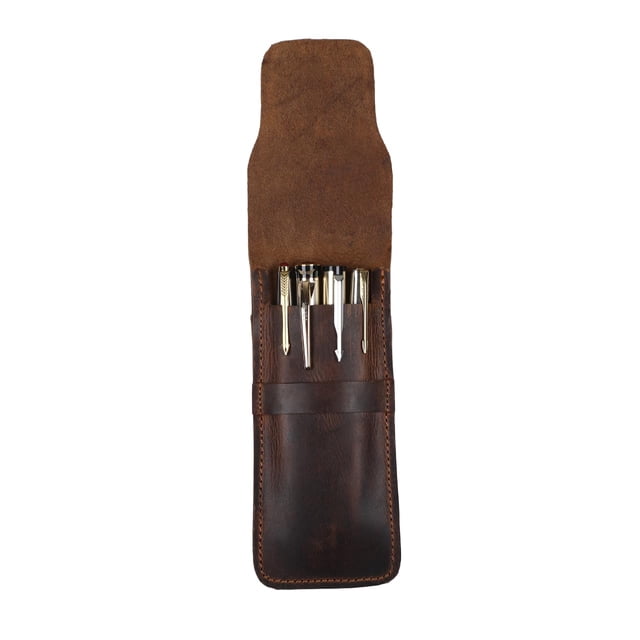 Funda de cuero para bolígrafo CestAntiQ de cuero plena flor marrón