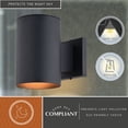 thumbnail image 3 of Chiasso Aluminum Cylinder 1 Light Dusk to Dawn Black Outdoor Wall Lantern Dark Sky Compliant, 3 of 13