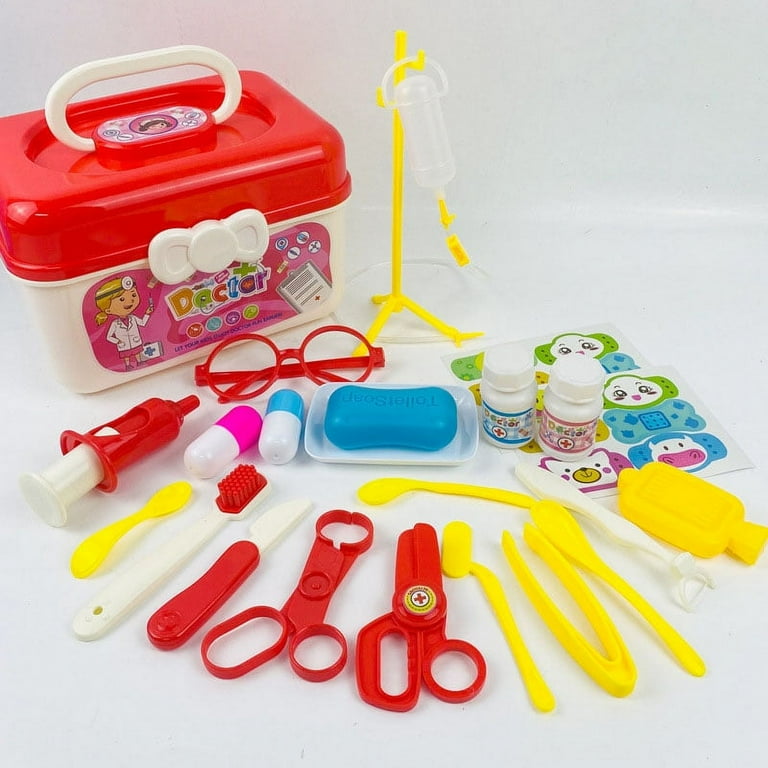 Toy Doctor Kits 51 Piece Pretend Play Doctor Kit Toys Stethoscope Medical Kit Imagination Play for Boys Girls Ages 3 Red