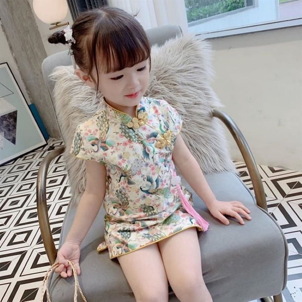 Cheongsam de verano para niña Vestido retro modificado de verano para niña