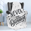 thumbnail image 4 of Saying Soft Flannel Fleece Throw Blanket, Never Stop Dreaming Inspirational Word of the Day Cursive Handwriting, Cozy Plush for Indoor and Outdoor Use, 50" x 60", Dark Night Blue White, by Ambesonne, 4 of 5