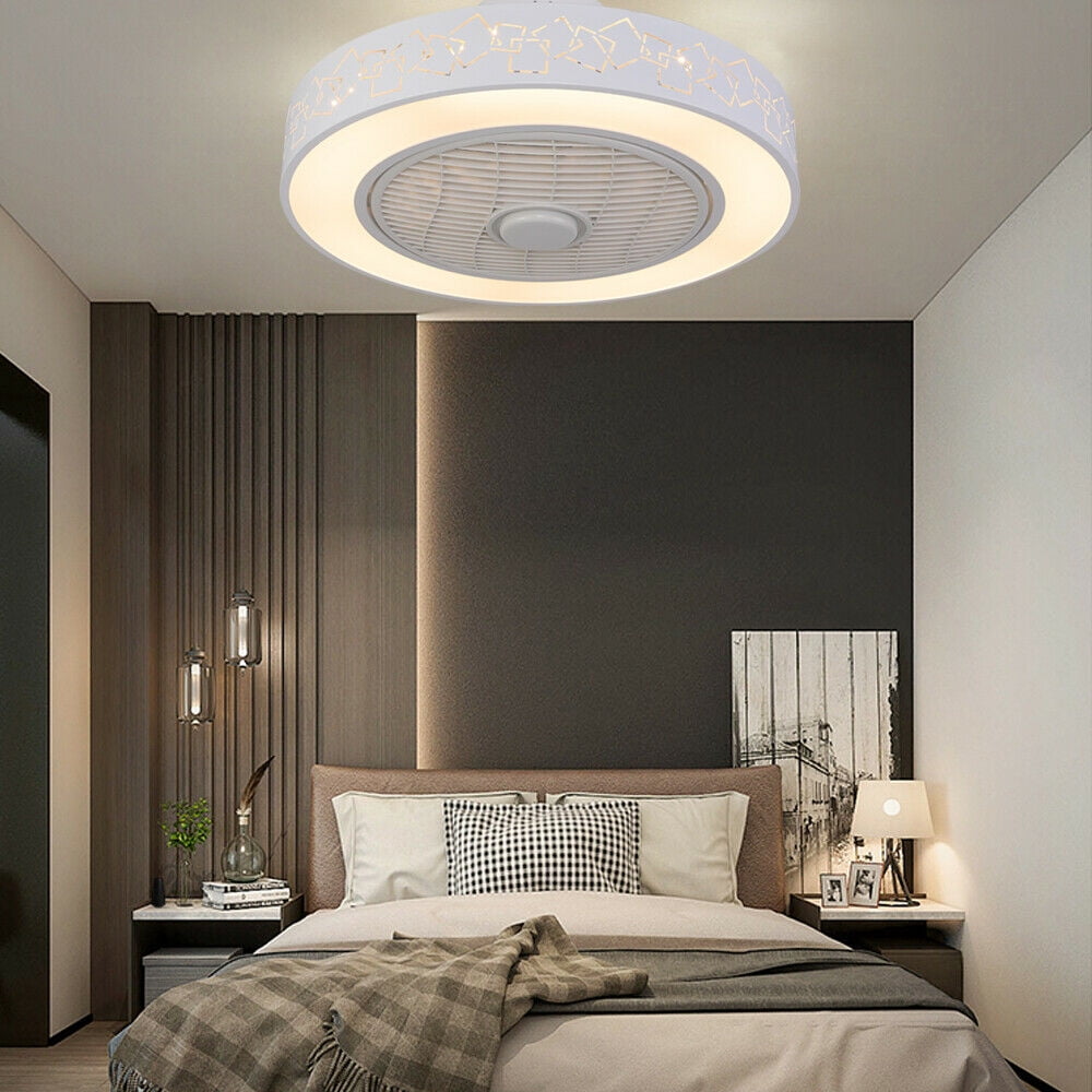 LED Ceiling Fan Light Remote Control Rubik's Cube Lamp Dimmable Bedroom Office 