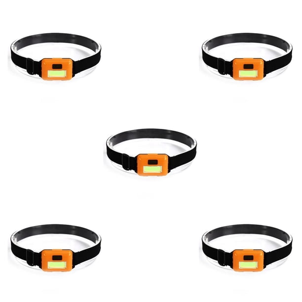 Eigraketly 3W 150LM COB LED faro delantero potente brillo lámpara de cabeza con diadema elástica antorcha herramienta de iluminación para Amarillo 5piezas