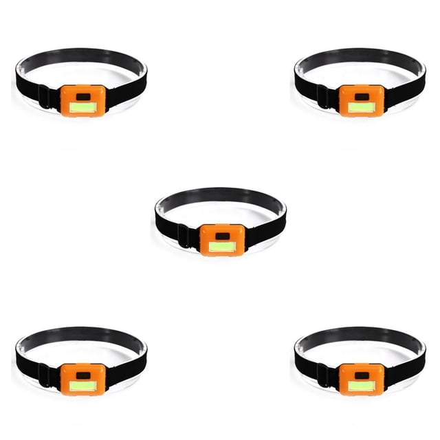 Eigraketly 3W 150LM COB LED faro delantero potente brillo lámpara de cabeza con diadema elástica antorcha herramienta de iluminación para Amarillo 5piezas
