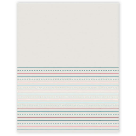 Pacon Newsprint Handwriting Paper, Picture Story, Grade 2, 1/2" x 1/4" x 1/4" Ruled Short, 8-1/2" x 11", 500 Sheets