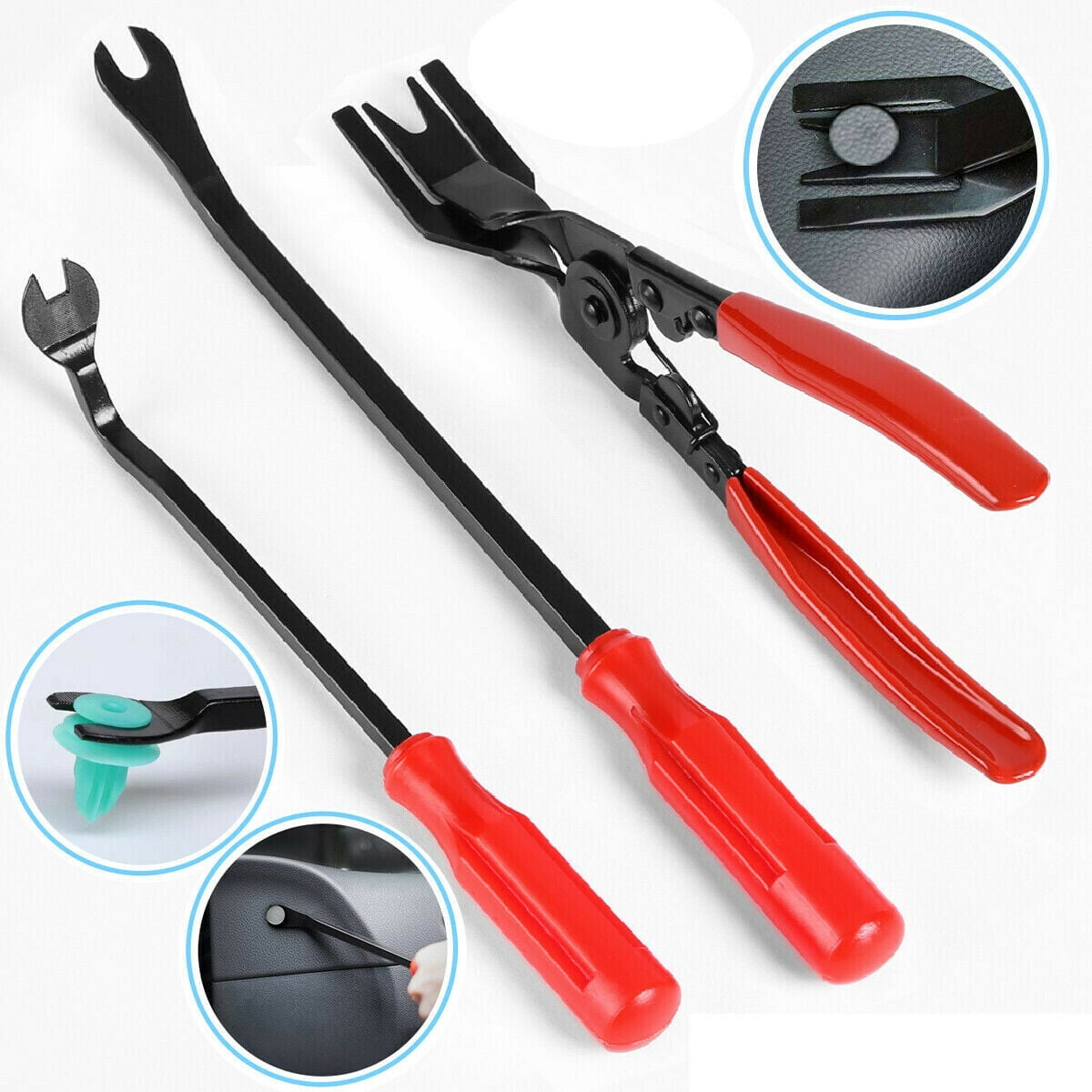 4x Car Door Panel Trim Clip Removal Plier & Upholstery Remover Pry Bar Tool Set 