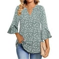thumbnail image 2 of SOMER Boho Tops for Women Dressy Casual Blouses 3/4 Sleeve Floral Print Shirts,2026 Fall, 2 of 6