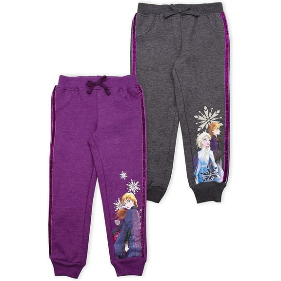 Disney 2-Pack Frozen Joggers Pants, Elsa Joggers for Girls, Kids, and Toddlers
