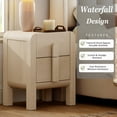 thumbnail image 6 of Mid-Century Modern Wood Nightstand with 2 Drawers ,Curved End Table with Built-In Charging Station for Bedroom, Living Room,Entryway, 6 of 8