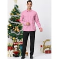 thumbnail image 3 of Camisa a cuadros para hombre, ajuste regular, con botones, manga larga, vestido, camisas a cuadros Rosa blanco XL, 3 of 6