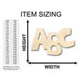 thumbnail image 2 of Unfinished Wood ABC Shape - Alphabet - Craft - up to 46" DIY 14" / 1/4", 2 of 3