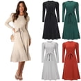 thumbnail image 4 of Autumn and winter women's long sleeve knitted skirt slim long dressCherry Red Size XXL, 4 of 5