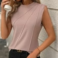 thumbnail image 5 of Top sin mangas de cuello redondo liso de verano para mujer - Corte holgado, mezcla de poliéster - Camiseta sin mangas informal para el día a día, 5 of 5