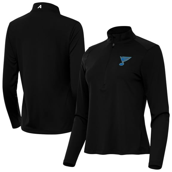 Women's Antigua Black St. Louis Blues Tribute Half-Zip Pullover
