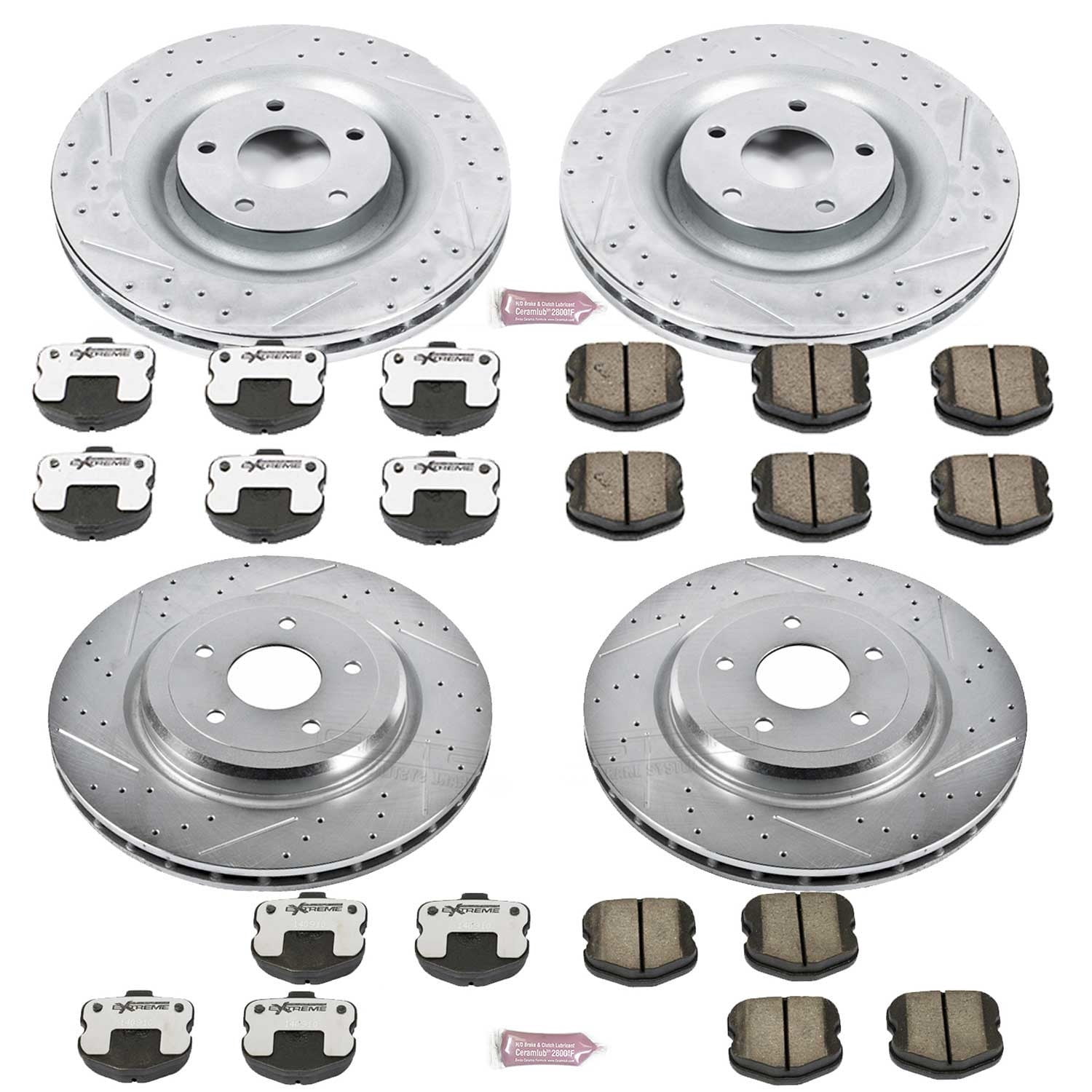 PowerStop Front and Rear Z26 Street Warrior Carbon-Fiber Ceramic Brake Pad and Drilled and Slotted Rotor Kit Fits: CHEVROLET Select Models K1445-26