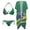 Brazilian Flag, variant on Mexican Flag Womens Bikini V Neck Swimsuit Sexy Bathing Suits Halter Triangle Tops String 3 Piece Bikini Sets with Beach Cover Ups Plus Size Open Front Kimono for Swimwear