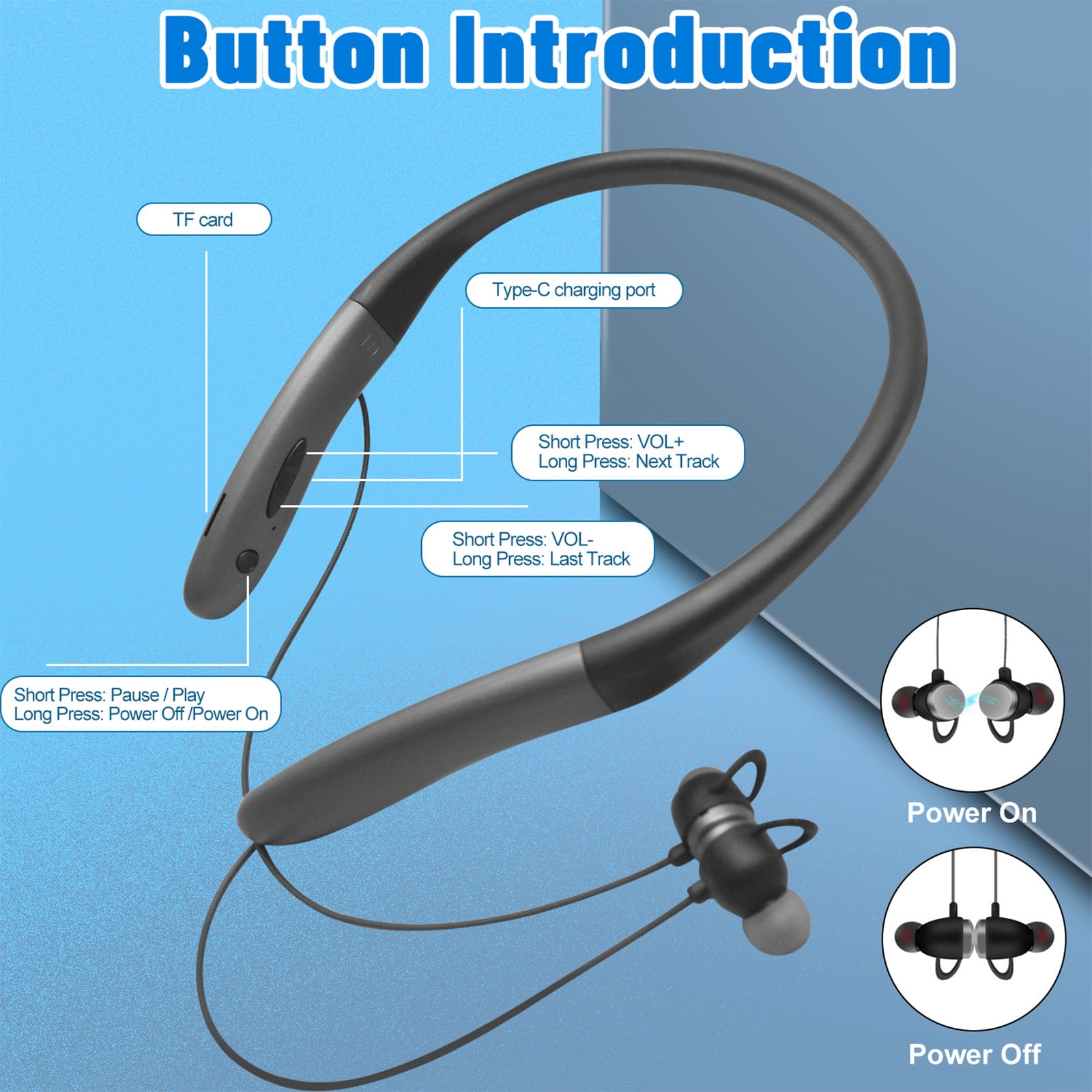 Tarmeek Wireless Neckband Bluetooth Headphones, Neckband Earbuds