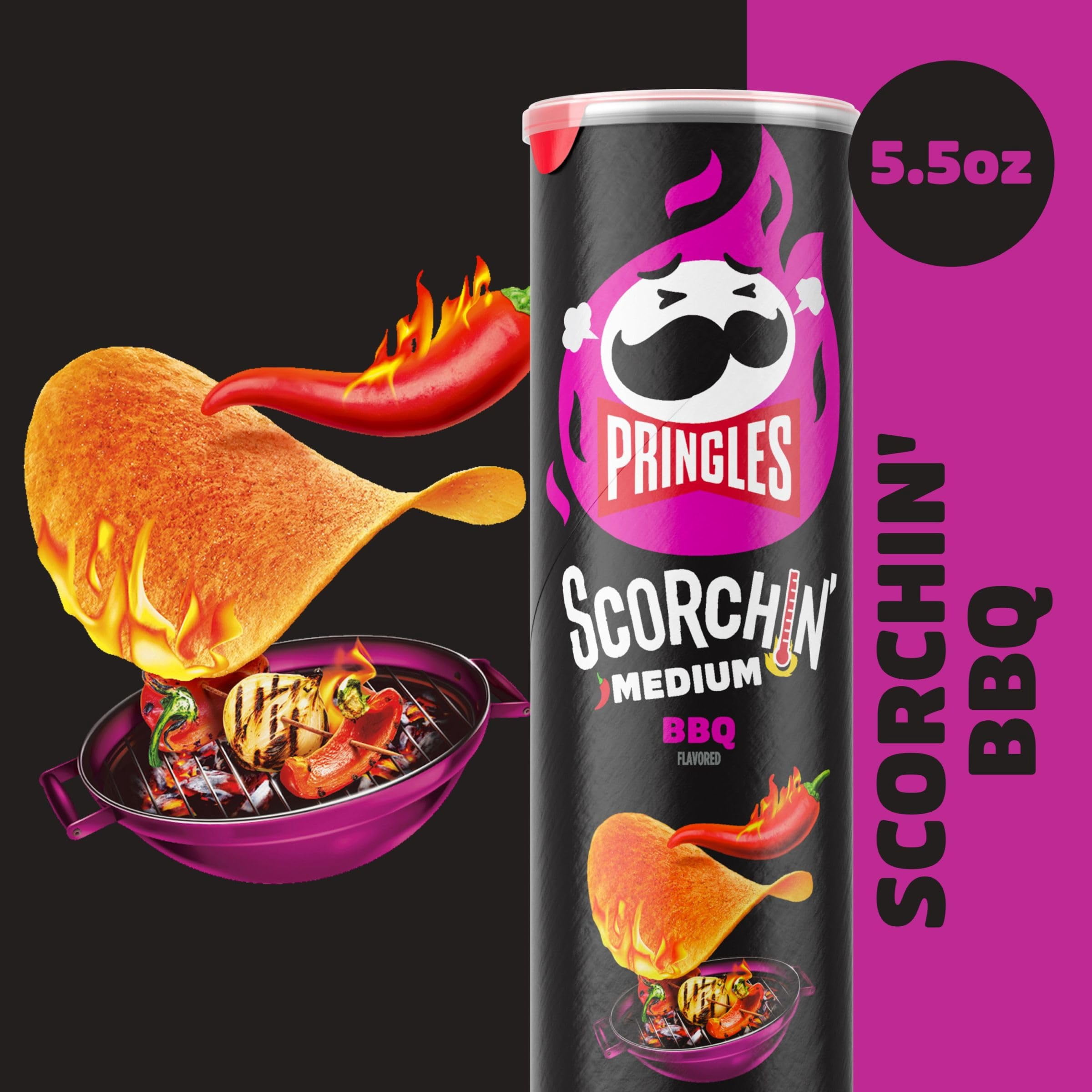 Pringles Scorchin' BBQ Potato Crisps Chips, 5.5 oz 2pk