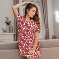 thumbnail image 6 of Salouo Hearts Print Short Sleeve Sleepshirt for Womens Comfy Nightgown Scoopneck Cute Nightdress Ruffle -Medium, 6 of 7