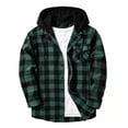 thumbnail image 5 of Men's Plaid Hooded Flannel Shirt Jacket, Patchwork Long Sleeve Button Down Casual Shacket With Chest Pocket, Size S-3XL, 5 of 9