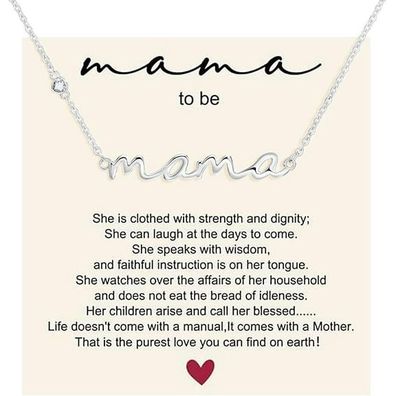 VNOX Mama Necklace 925 Sterling Silver Mom Necklace for Women S925 Silver Dainty Mother Jewelry Cute Pendant Necklace, Mom Birthday Gift Jewelry for New Mom Women Wife Anniversary
