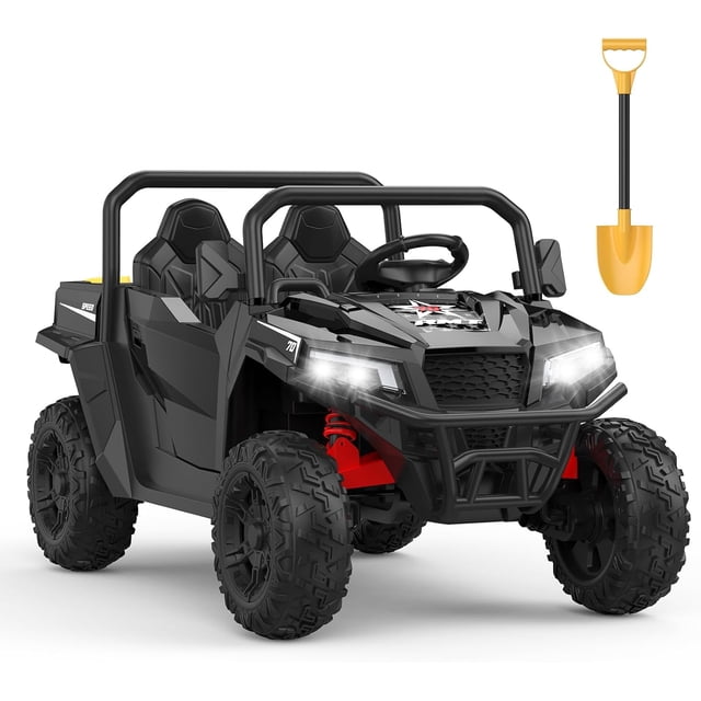Bingirl 24V Ride on Dump Truck,24V Ride on Car with Remote Control,Electric Dump Bed and Extra Shovel,Ride on Tractors Car with Music Player Key Start black