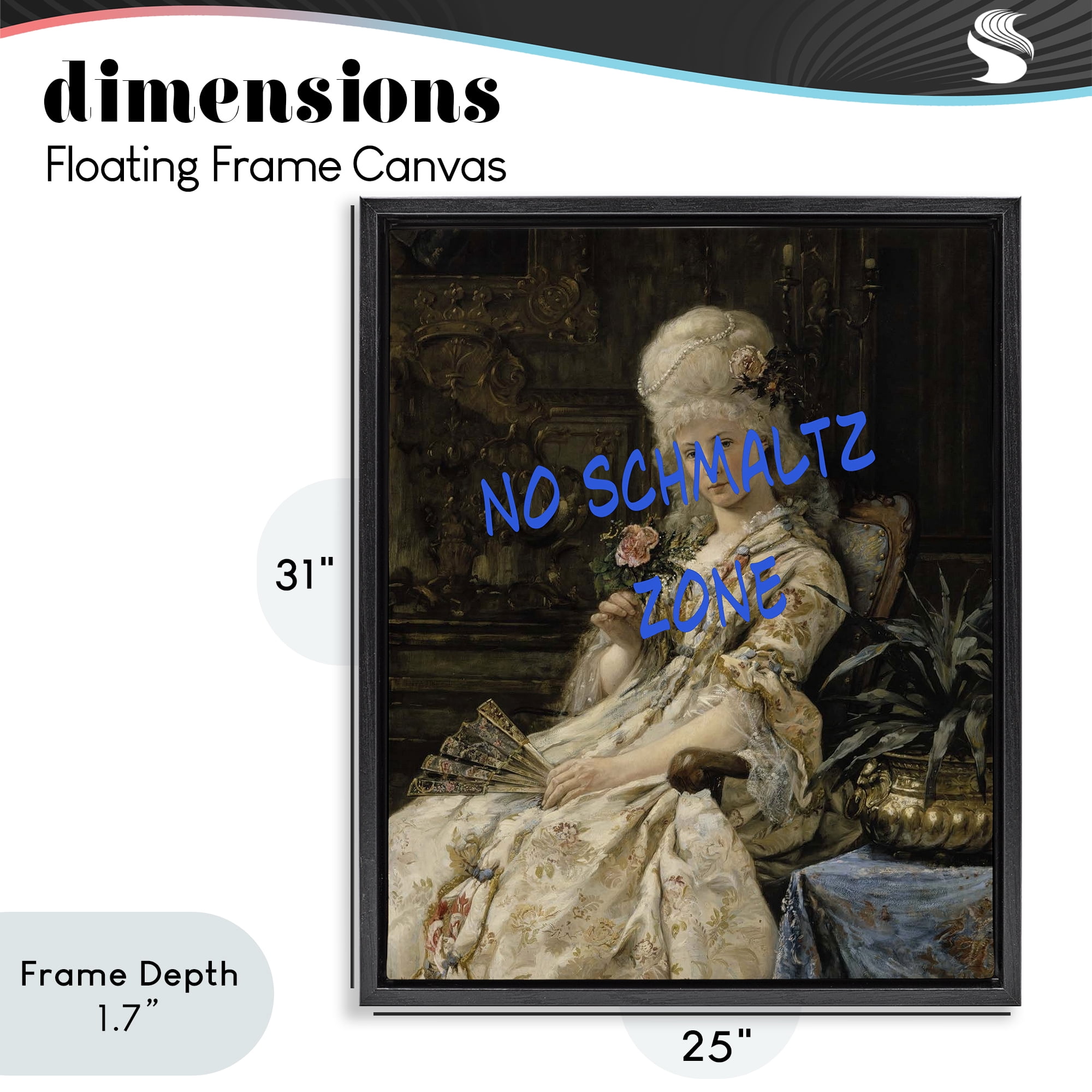 Stupell Industries Iconic No Schmaltz Zone Black Framed Floater Canvas Wall Art, design by Grotto Studios