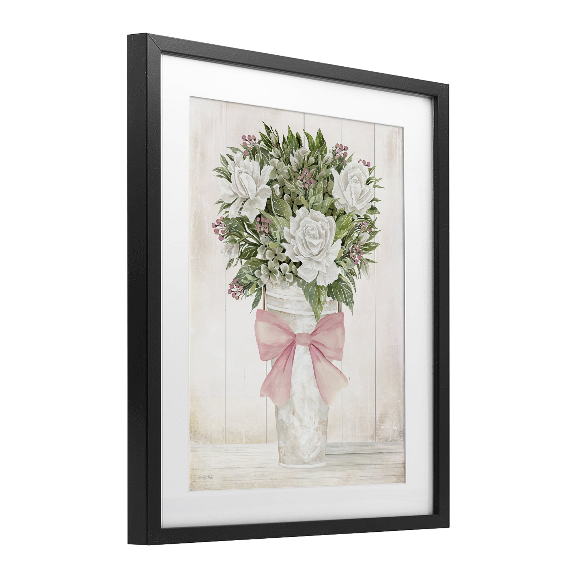 Stupell Industries Pretty In Pink Roses & Bow Black Framed Print Under Glass, design by Cindy Jacobs