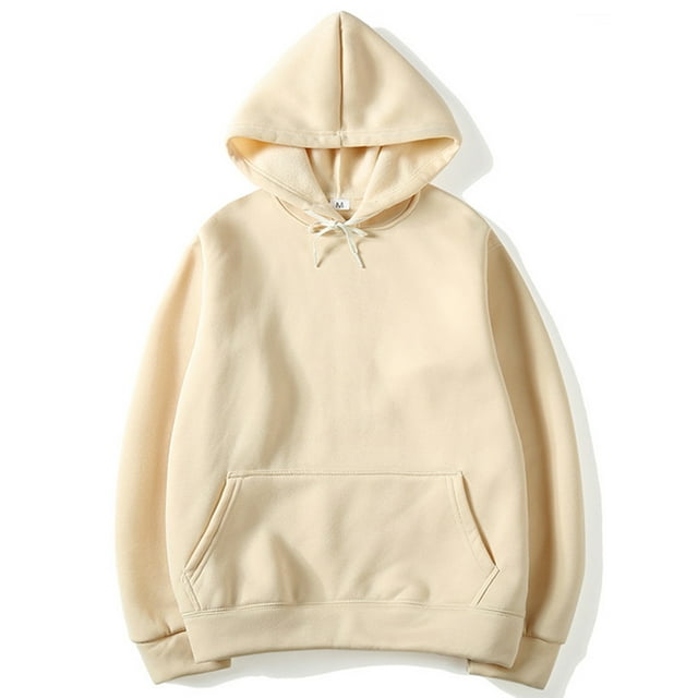 Innerwin Hoodies Solid Color Women Hooded Tops Fall Pocket Loose Fit Sweatshirt Khaki XL