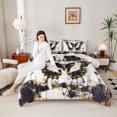 thumbnail image 4 of Homewish 3D Butterfly Print Queen Comforter Set, Fashion Graffiti Watercolor Bedding Sets, White Black Reversible Bedding Comforter Set, Ultra Soft Bedroom Decor, 3 Pieces, 4 of 8