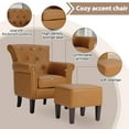 thumbnail image 4 of Bonzy Home Armchair with Ottoman, Leather Fabric, Suitable for All Ages, Brown, 4 of 6