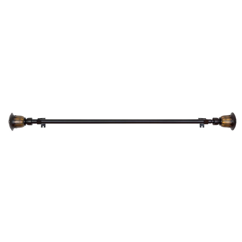 PowerSellerUSA Decorative Telescopic Metal Curtain Rod, 66 to 120 Inches Contemporary Round PVC Finials, Ultra Durable Brackets 3/4 Inch Diameter Drapery Rod for Window Treatment, Brushed Gold-Antique