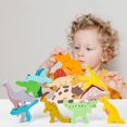 thumbnail image 5 of Juguetes de dinosaurio apilables de madera para niños, bloques de construcción de equilibrio, juguetes apilables de animales para niños y niñas, 5 of 5