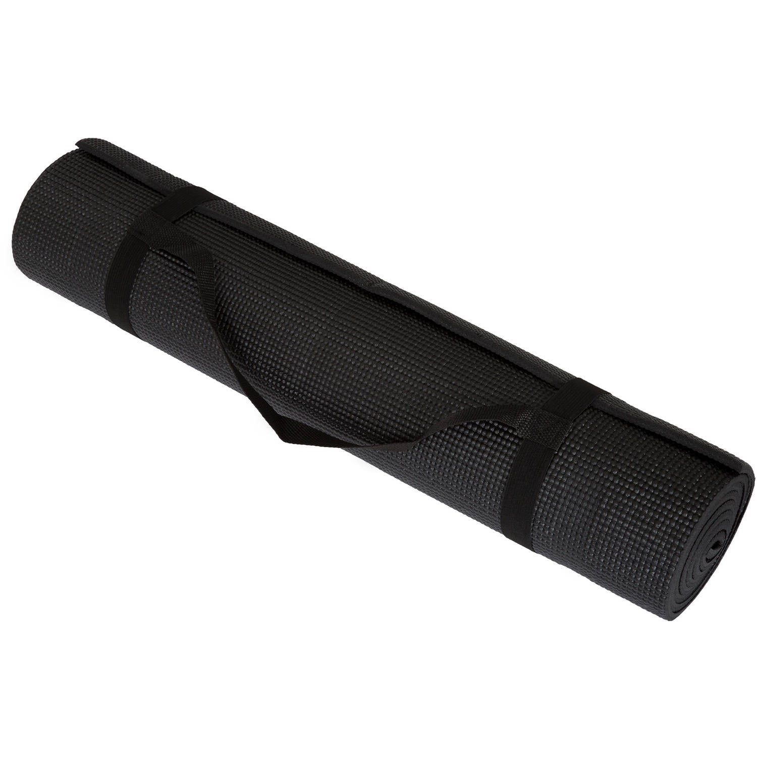 Exercise Mat For Fitness, Pilates and Workout With Carrying Strap By Wakeman Fitness (Black)