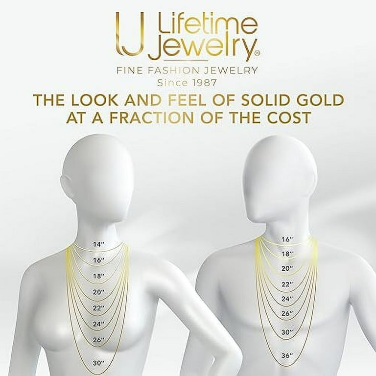 Lifetime Jewelry 24k Gold Plated 4mm Rope Chain Necklace, Gift for