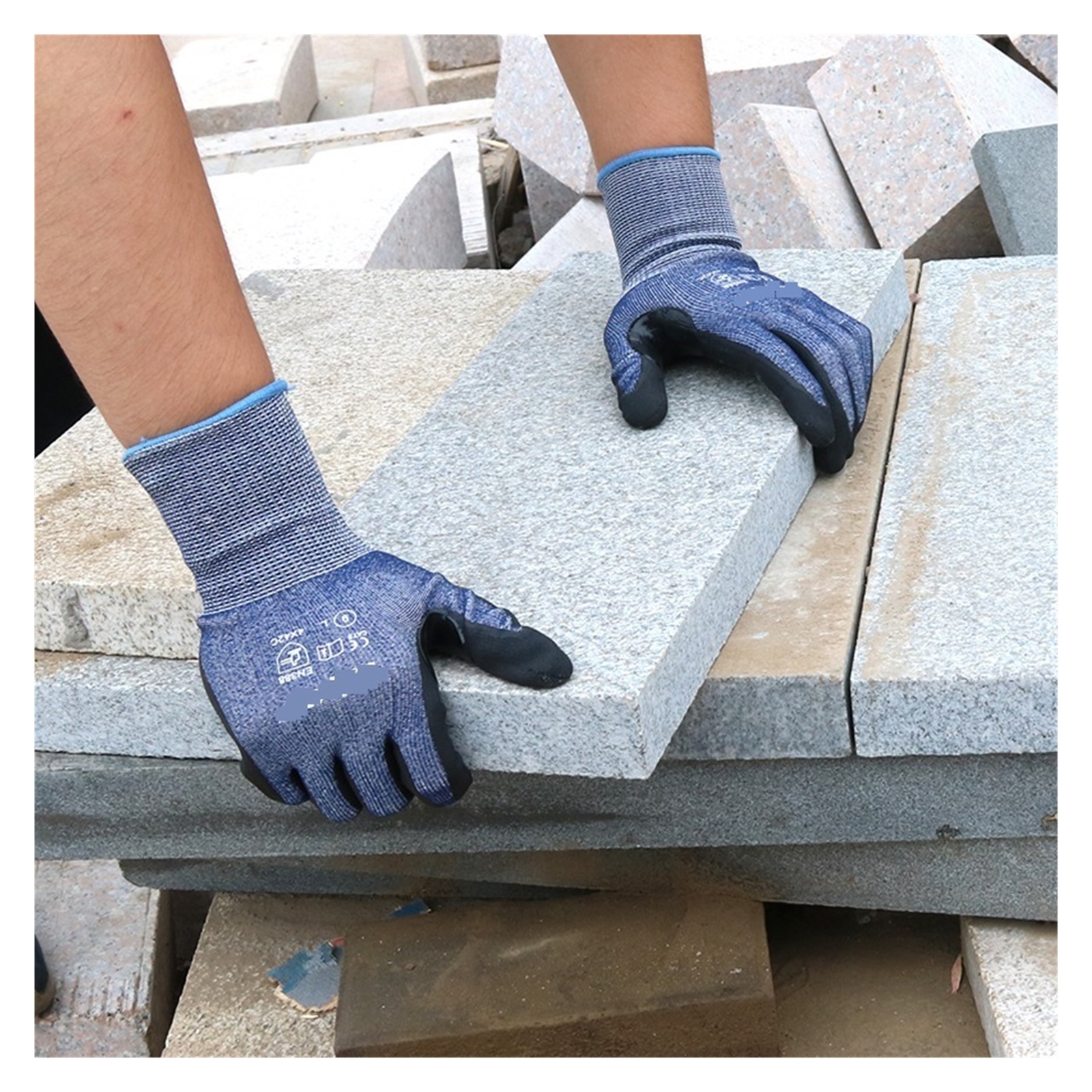 Cut Resistant Gloves Security Protection Work Gloves Anti-cut Level 5 GMG Blue Automotive Mechanic Strong Working Nitrile Gloves